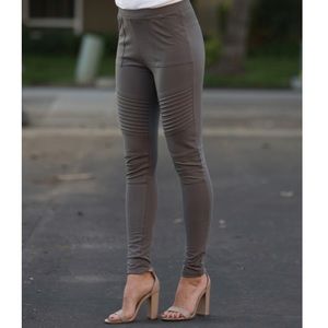 Olive Moto Stretch Leggings